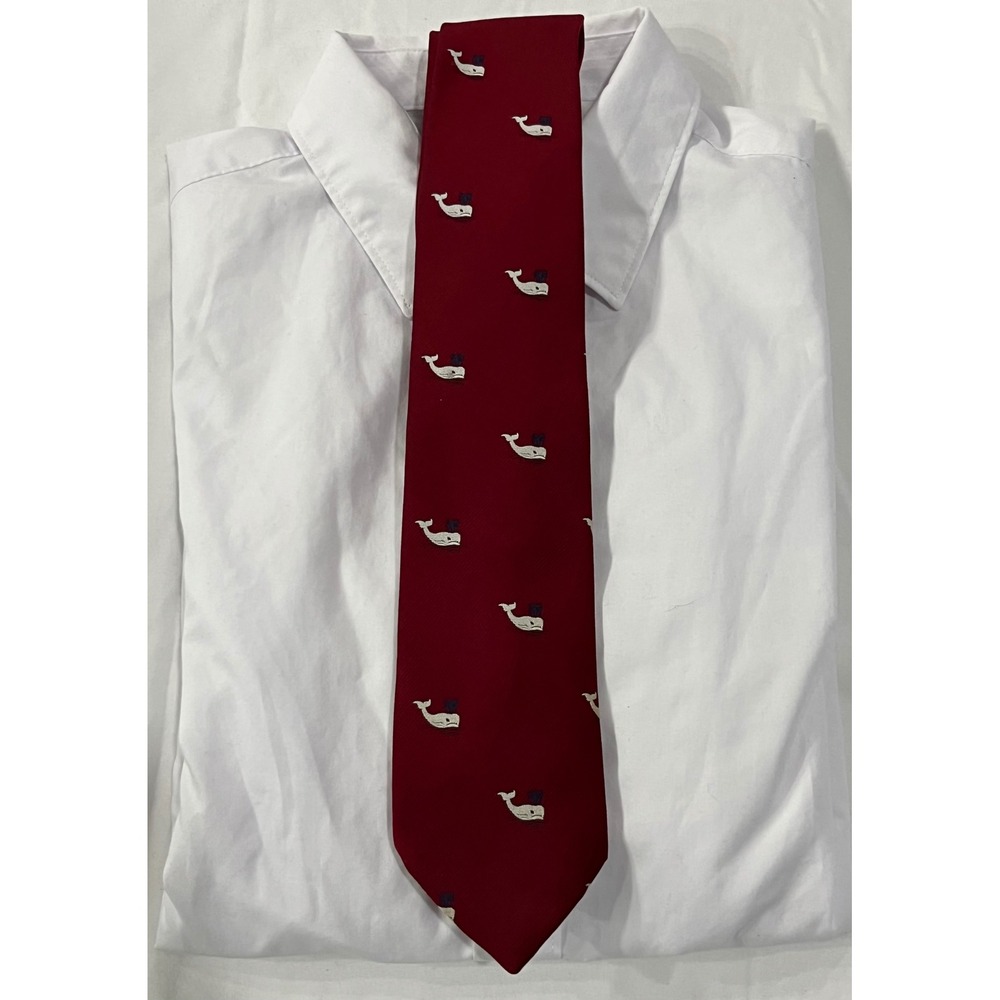Mark & Fore Strike Burgundy Whale Pattern 100% Polyester Men's‎ Necktie